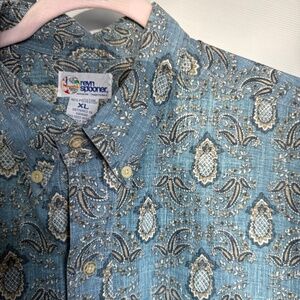 💙 Reyn Spooner — Vintage 1990’s Blue Paisley & Pineapple Hawaiian Shirt (XL) 🌴
